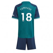 Arsenal Takehiro Tomiyasu #18 Tredjedraktsett Barn 2023-24 Kortermet (+ korte bukser)